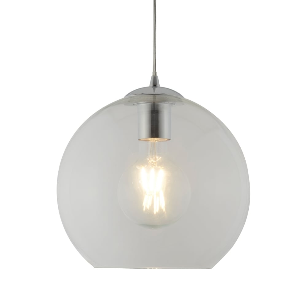 1621CL Balls 1 Light Round Pendant (25cm Dia) Clear Glass Chrome