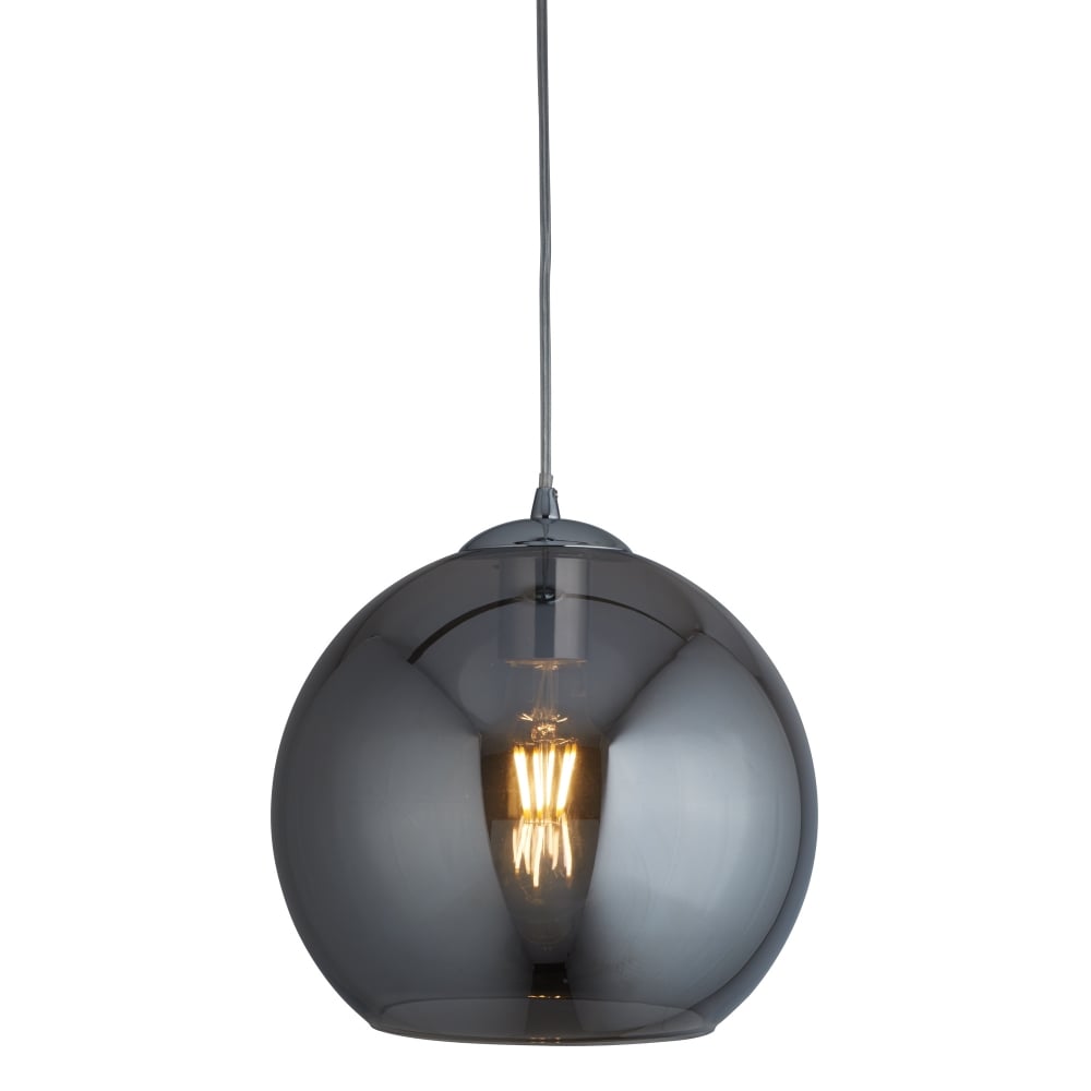 1632SM Balls 1 Light Round Pendant (30cm Dia) Smoked Glass Chrome