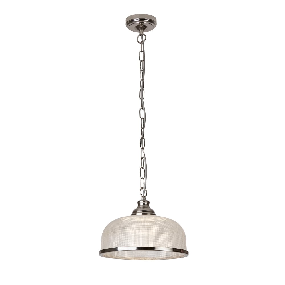 1682SS Bistro Ii - 1 Light Pendant Satin Silver Halophane Glass