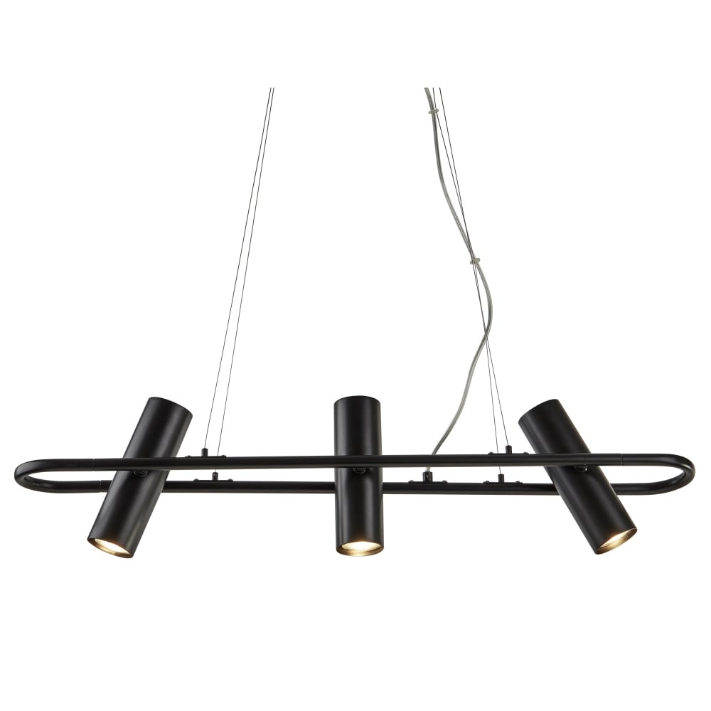 1893-3BK Telescope 3 Light Cylinder Shade Pendant Bar Matt Black