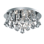 2204-4CC Hanna Ip44 Bathroom - 4 Light Crystal Ceiling Flush Clear Pyramid Crystal Drops Chrome