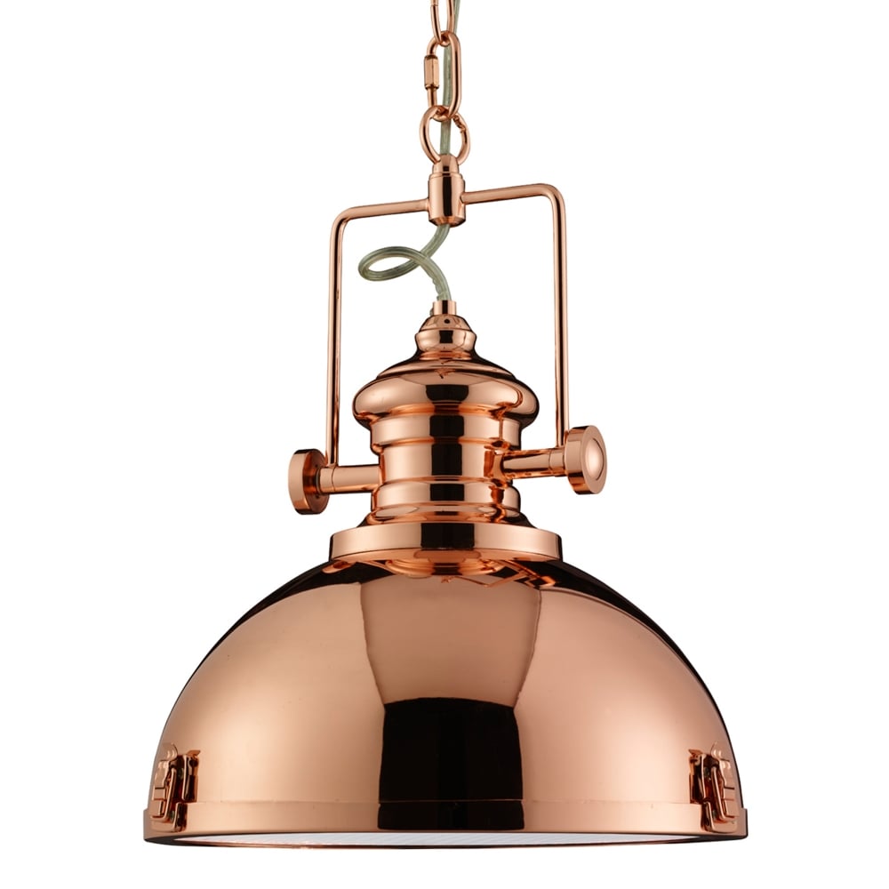 2297CU Industrial Pendant 1 Light Copper Clear Lens