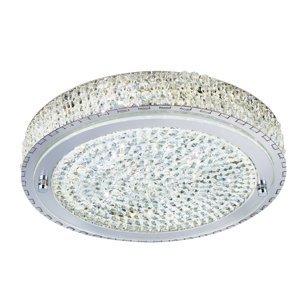 2714CC Vesta Led Ceiling Flush (dia 40cm) Chrome Clear Crystal Centre Deco