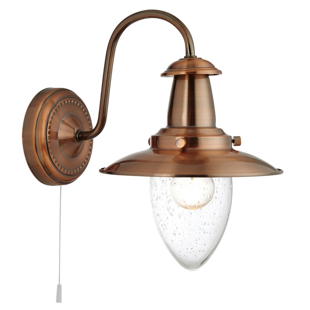 5331-1CU Fisherman Copper Wall Light With Seeded Glass Shade