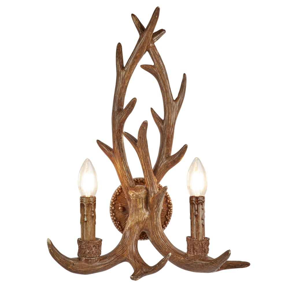 6412-2BR Stag 2 Light Antler Wall Bracket