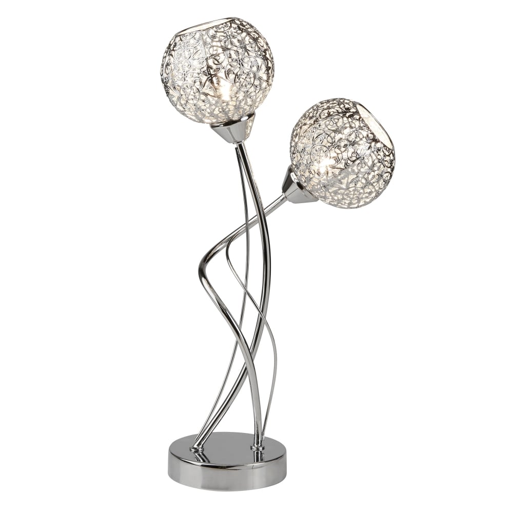 6532-2CC Souk 2 Light Table Light Fretwork Pattern Shades Chrome