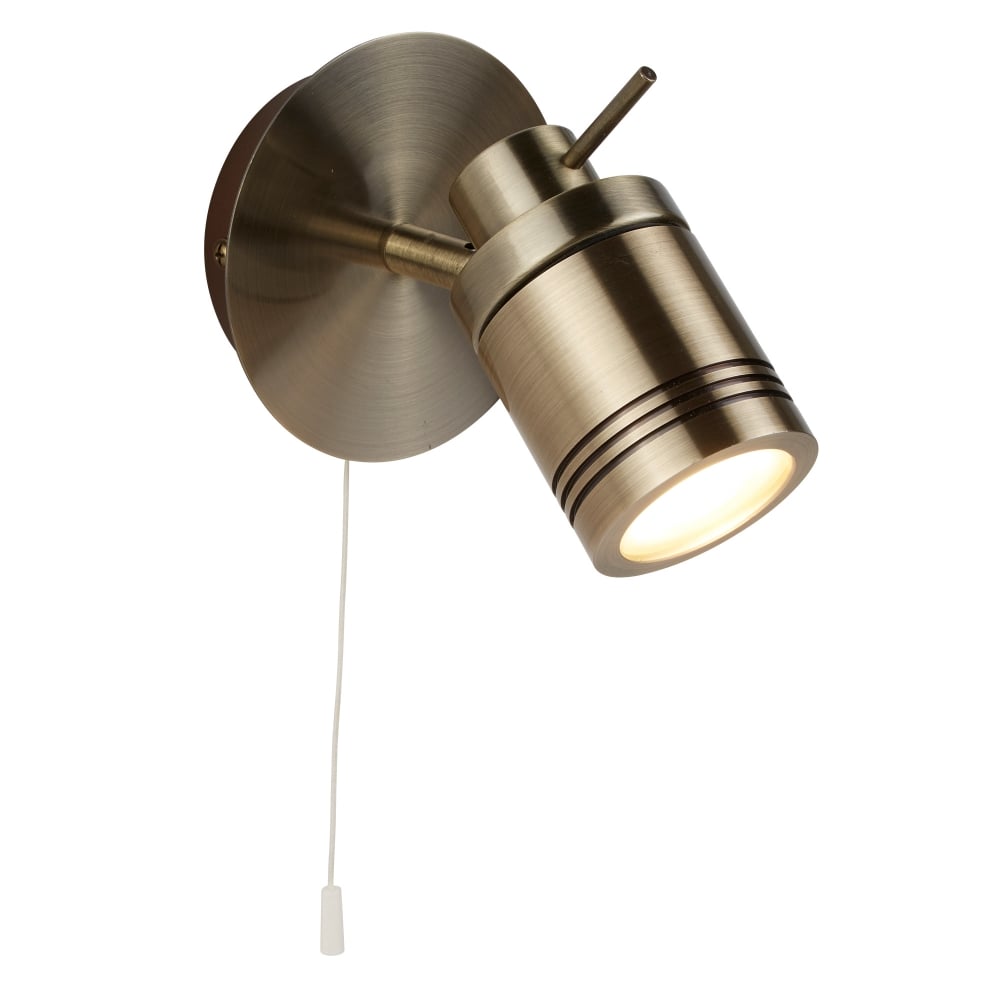 6601AB Samson 1 Light Ip44 Bathroom Spot Wall Bracket Antique Brass