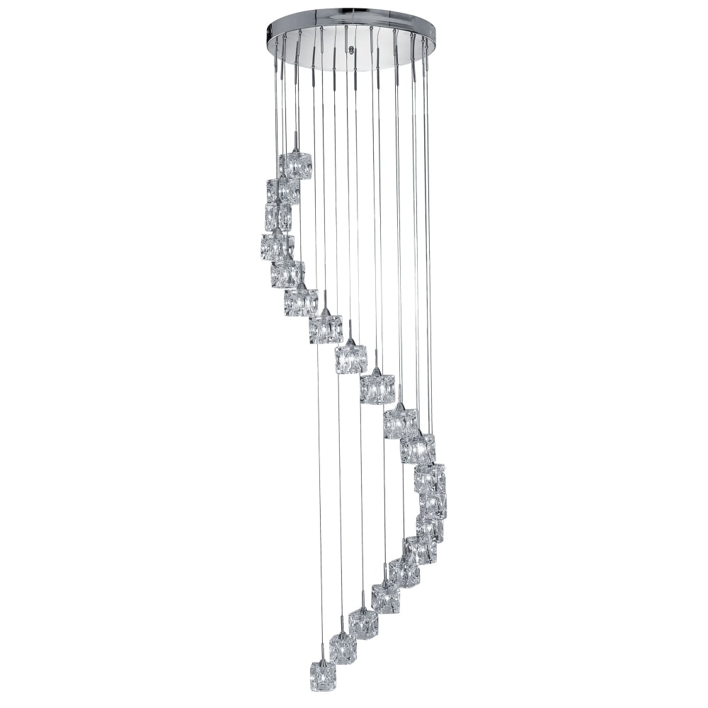 7820-20-LED Ice Cube - Led 20 Light Mu Lighti-drop (height 3m) Clear Glass Chrome