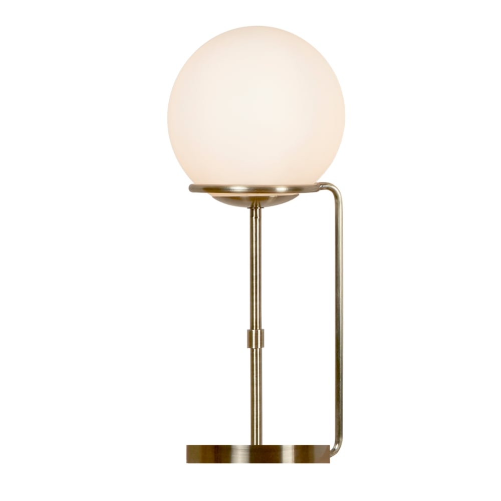 8092AB Sphere 1 Light Table Lamp Antique Brass Opal White Glass