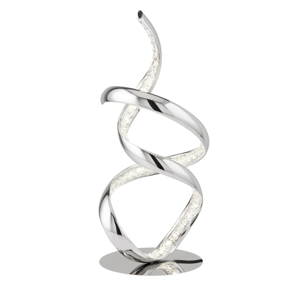 Twirls Led Table  Lamp Chrome Clear Crystal