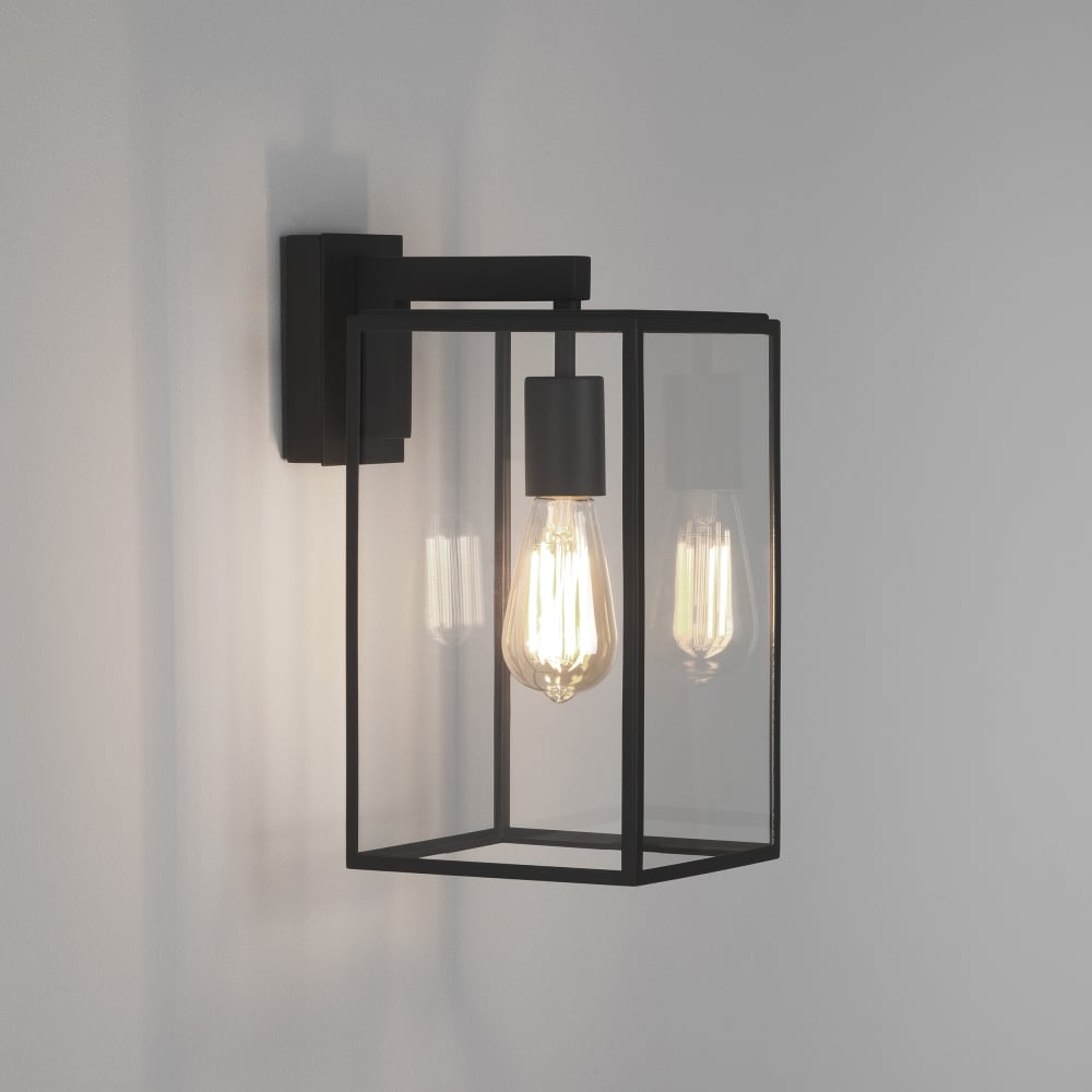 1354004 Box Lantern 350 Outdoor Wall Light Textured Black