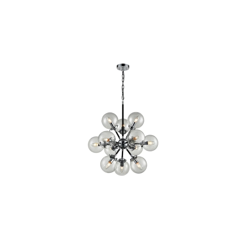 FL2369/12 Reaction 12 Light Pendant Black / Silver