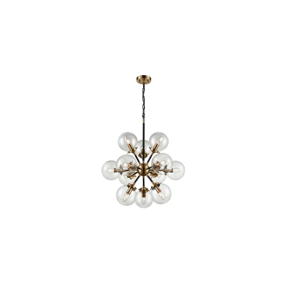 FL2370/12 Reaction 12 Light Pendant Black / Gold