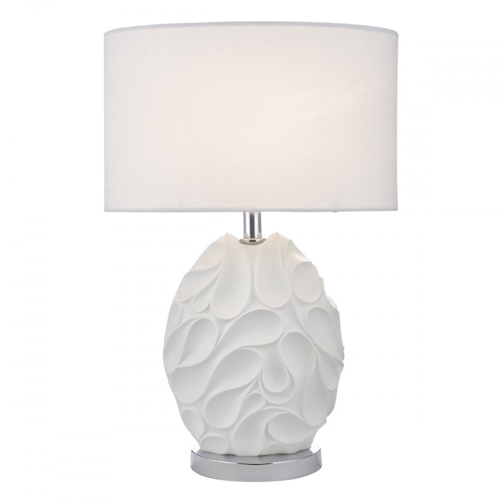 Dar ZAC412 Zachary Table Lamp White Oval With Shade