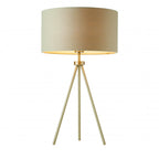66986 Tri Table Lamp Matt Nickel Grey Linen