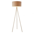 66987 Tri Floor Lamp Matt Nickel Grey Linen