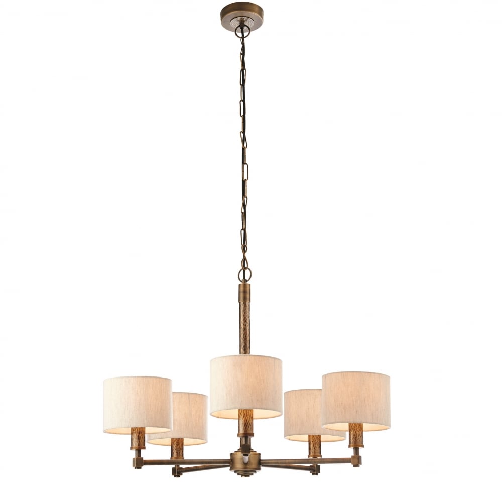 71345 Indara 5 Light Pendant Bronze Linen Shades