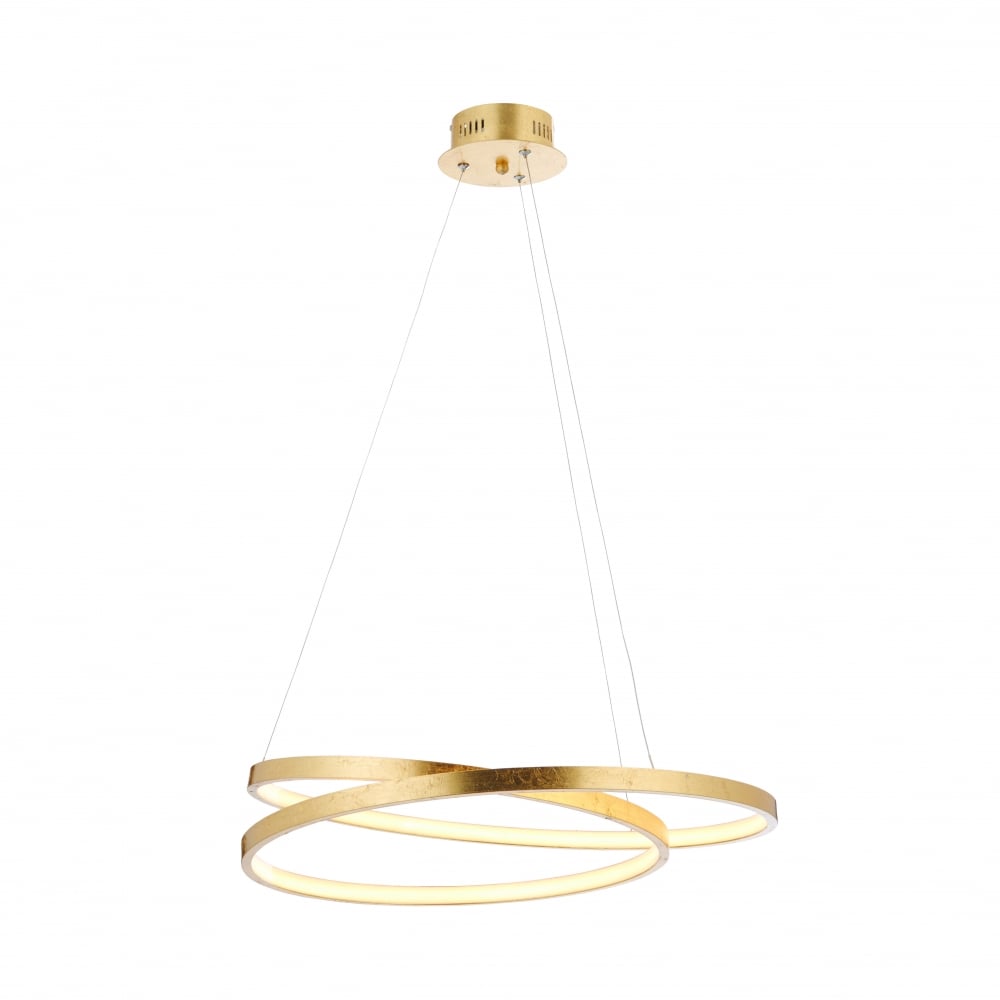 72479 Scribble LED Ring Pendant Gold Leaf Frosted Acrylic