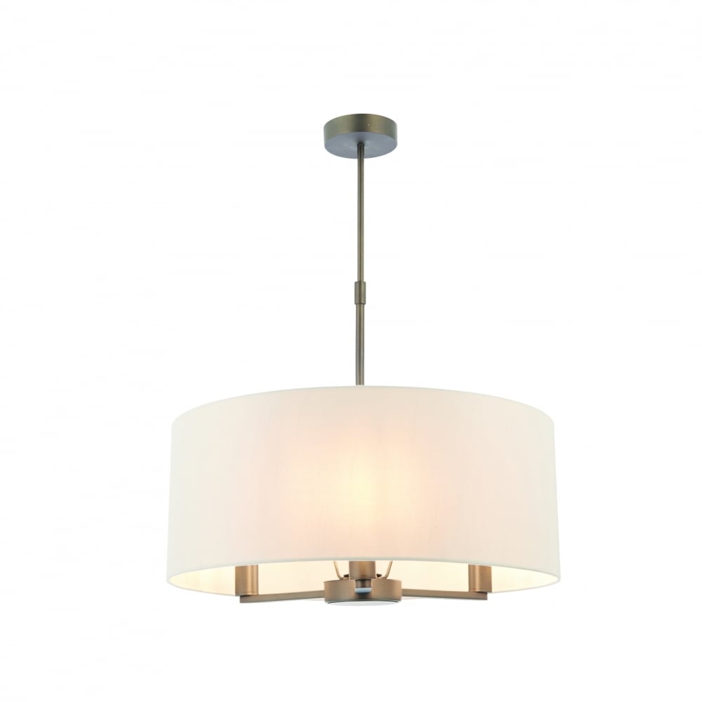 73015 Daley 3 Light Pendant Dark Antique Bronze Silk Fabric Shade