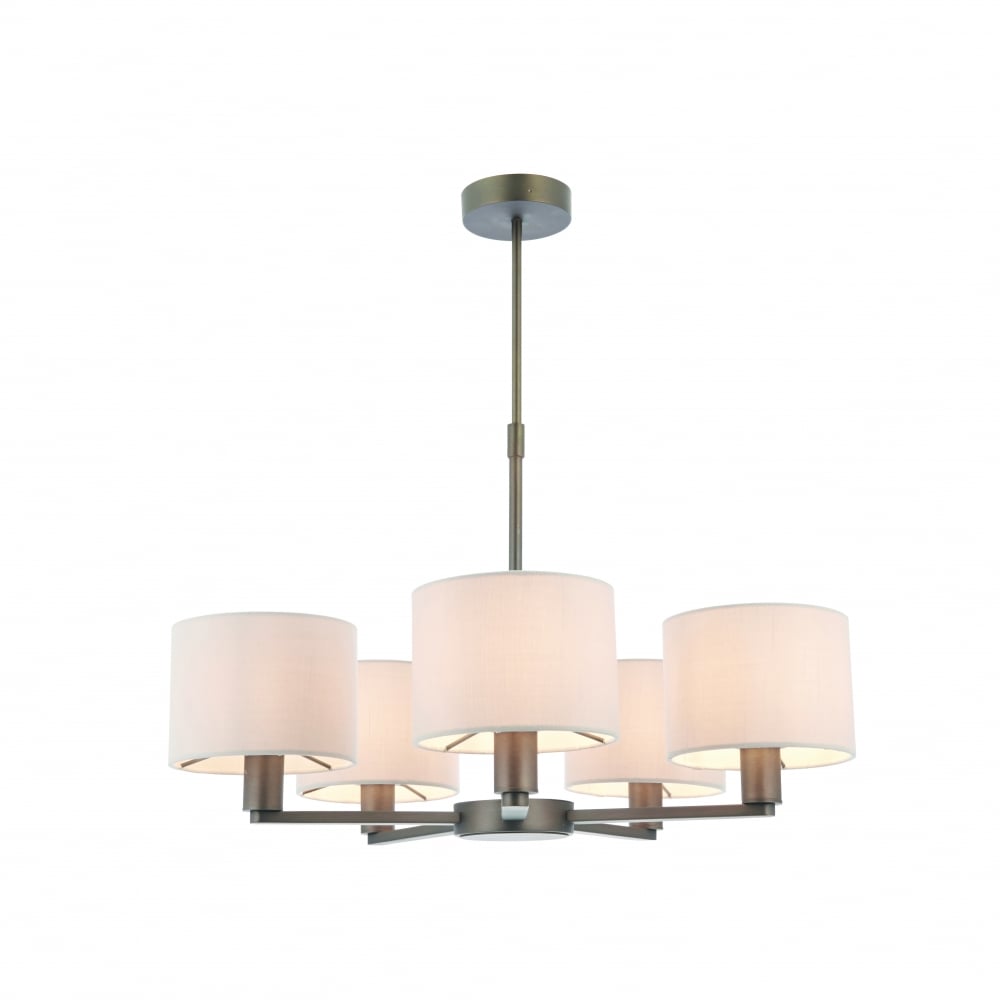 73017 Daley 5 Light Pendant Dark Antique Bronze Silk Shades
