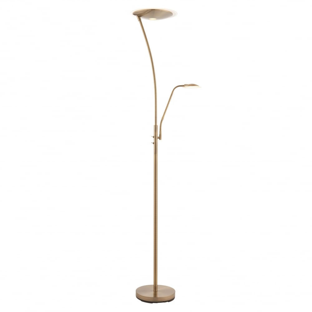 73080 Alassio Mother And Child LED Task Floor Lamp Antique Brass
