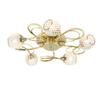 73757 Aherne 5 Light Semi Flush Ceiling Antique Brass Clear Bead Shade