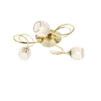 73758 Aherne 3 Light Semi Flush Ceiling Antique Brass Clear Bead Shade