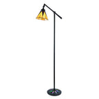74355 Dark Star Task Floor Lamp Satin Black Tiffany Style Glass