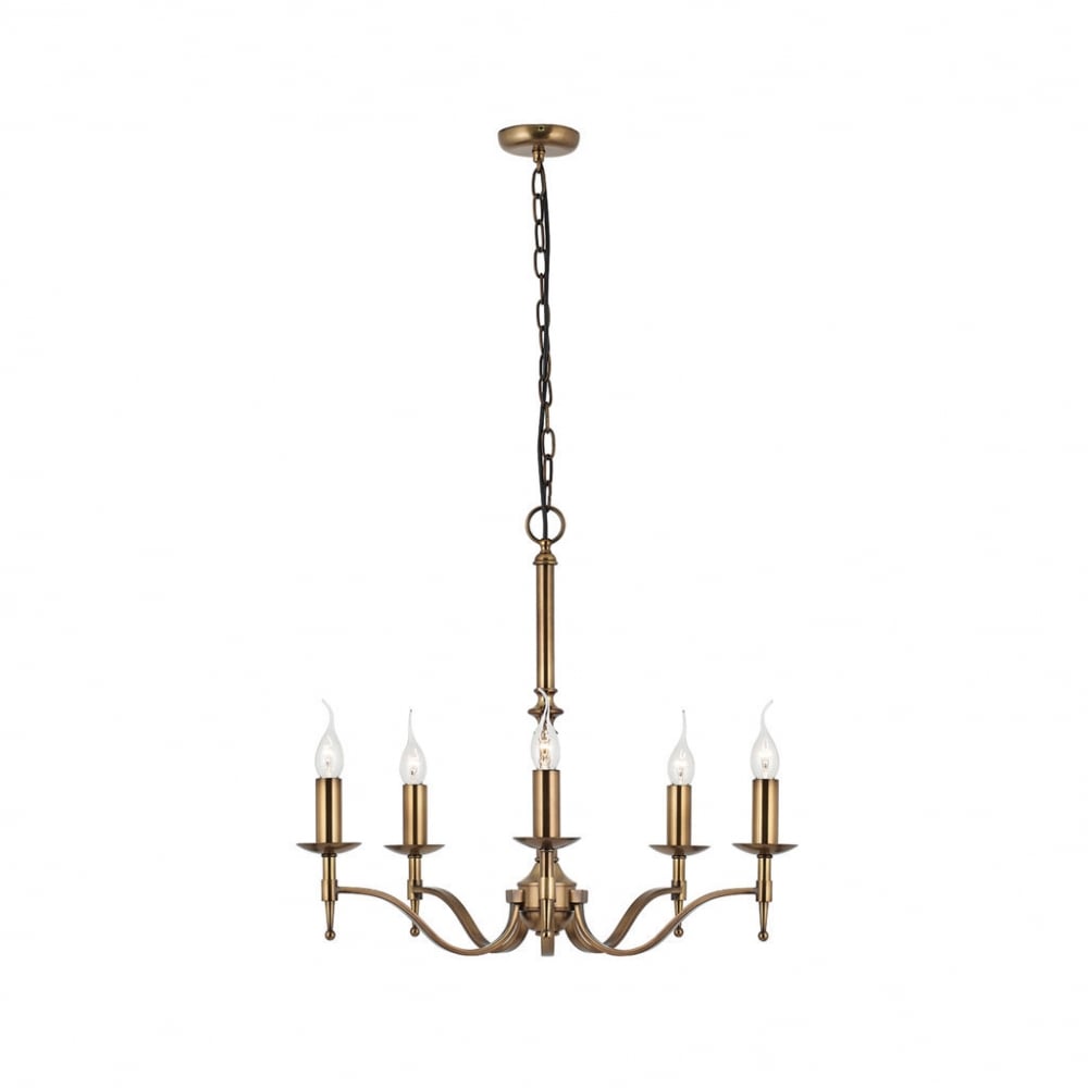 CA1P5B Stanford 5 Light Chandelier Antique Brass