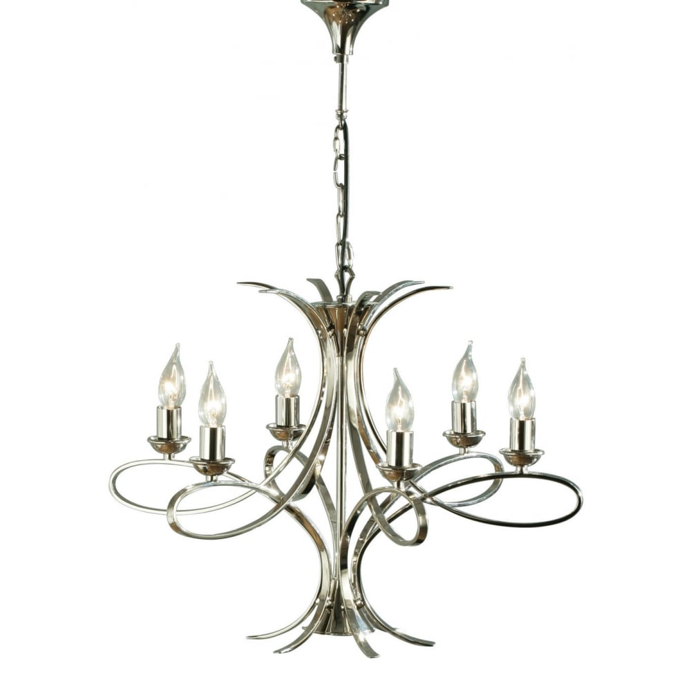 CA7P6N Penn 6 Light Chandelier Polished Nickel