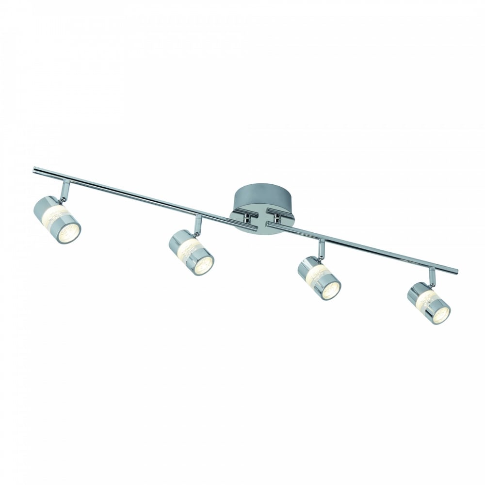 4414CC Bubbles Effect Ip44 Led 4 Light Bar Spot Chrome&acrylic Shade