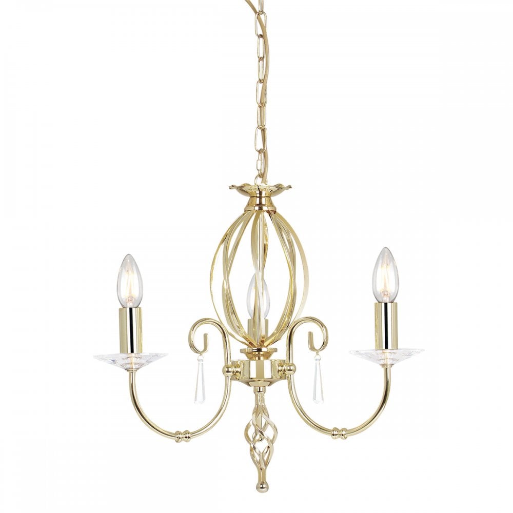 AG3 POL BRASS Aegean Three Light Chandelier Polished Brass