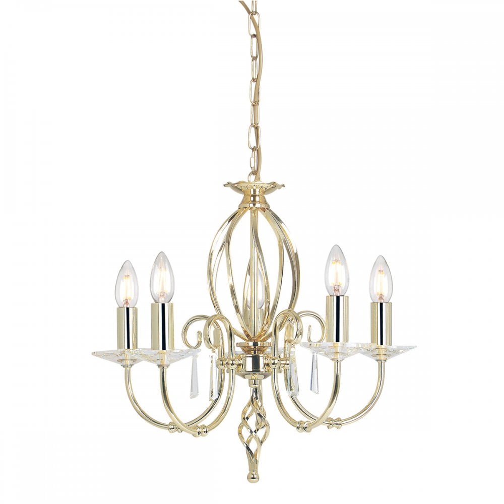 AG5 POL BRASS Aegean Five Light Chandelier Polished Brass