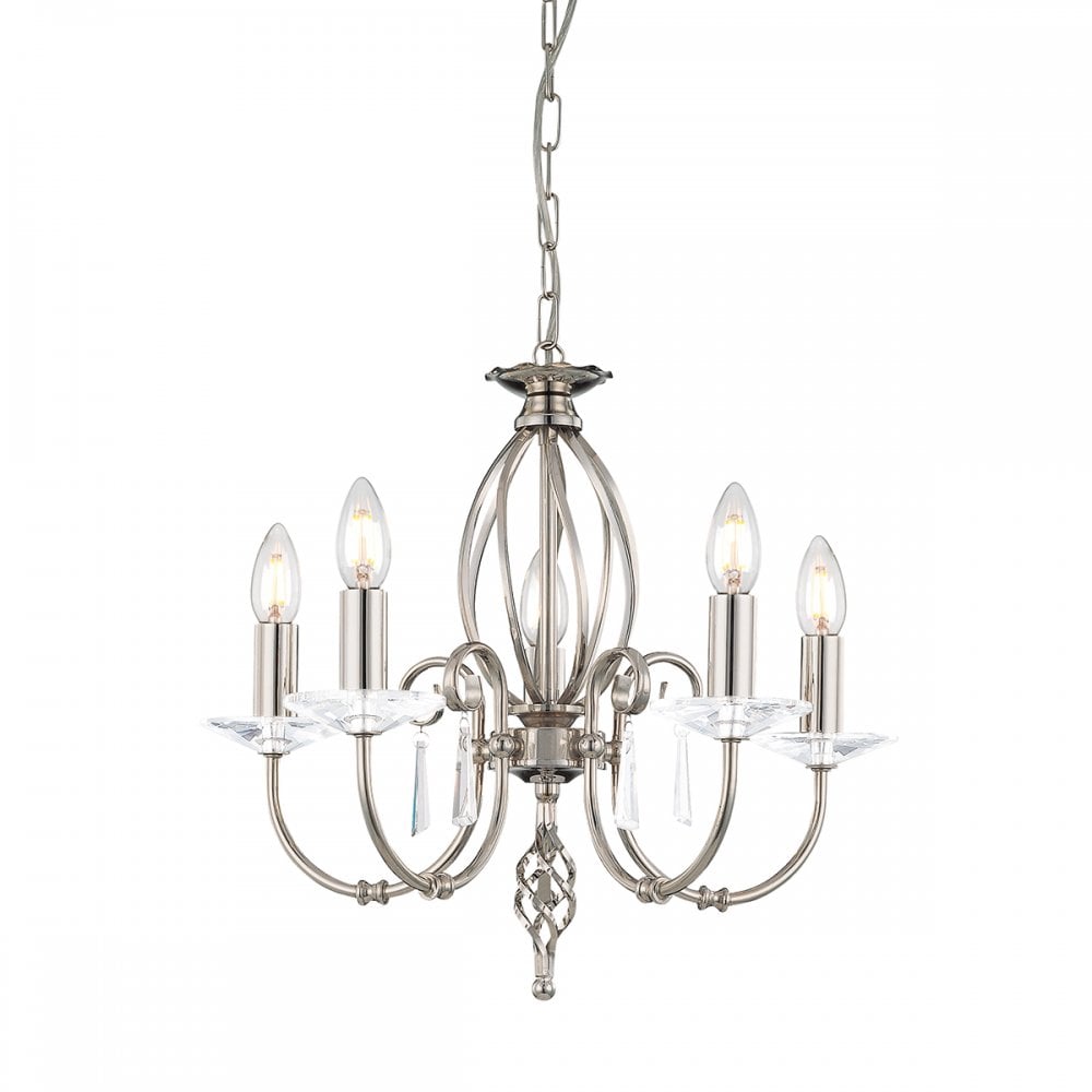 AG5 POL NICKEL Aegean Five Light Chandelier Polished Nickel