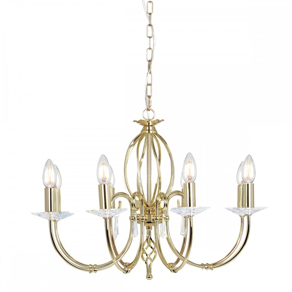 AG8 POL BRASS Aegean Eight Light Chandelier Polished Brass