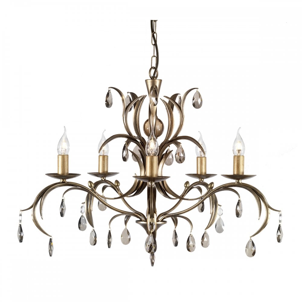 LL5 ANT BRZ Lily Five Light Chandelier Metallic Bronze
