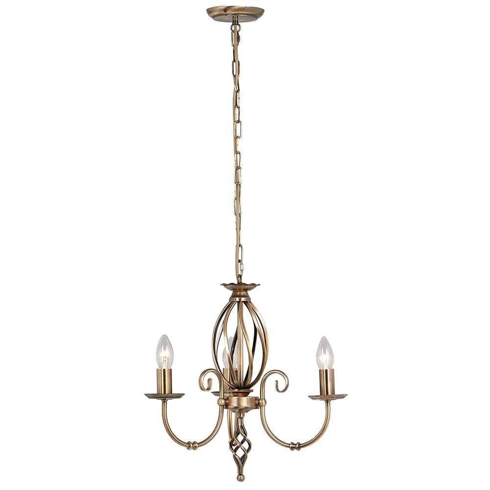 Artisan Three  Light Chandelier Aged Brass