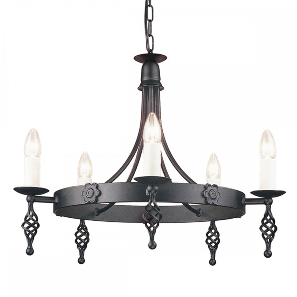 BY5 BLACK Belfry Five Light Chandelier Black