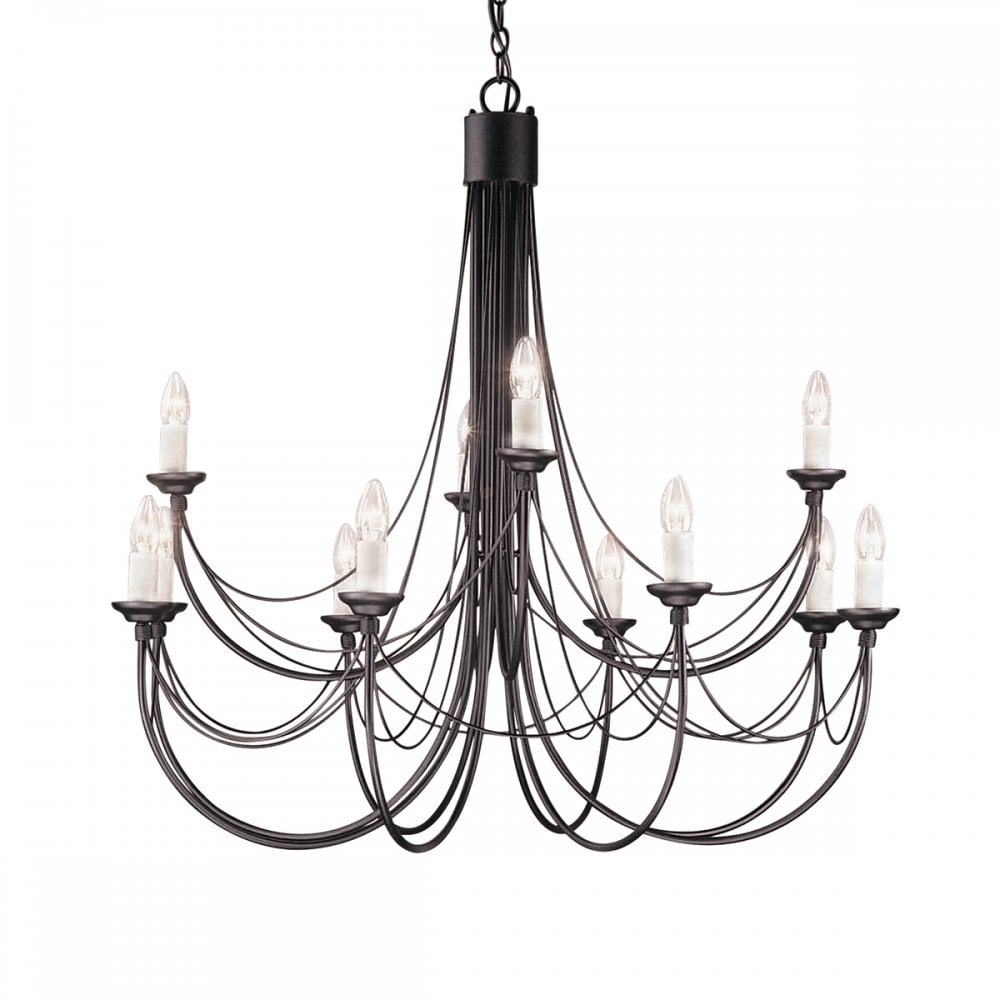 CB12 BLACK Carisbrooke Twelve Light Chandelier Black