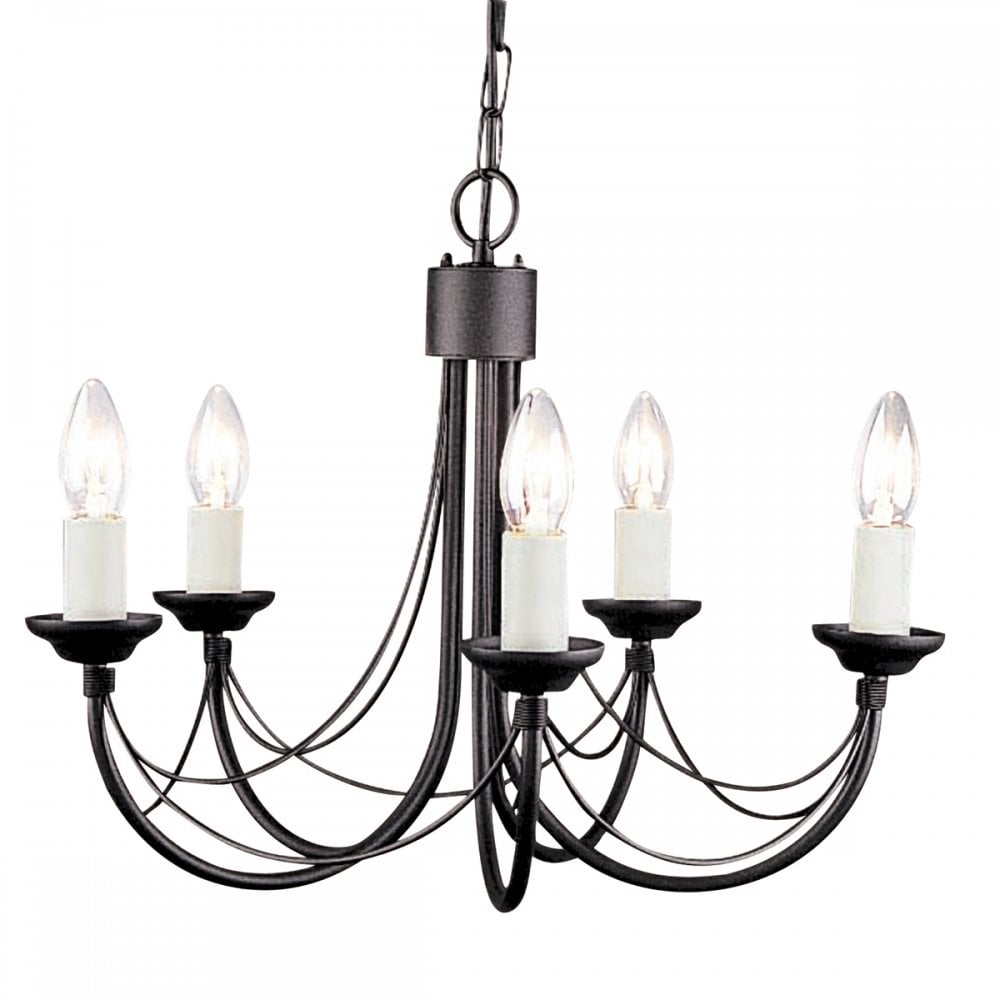 CB5 BLACK Carisbrooke Five Light Chandelier Black