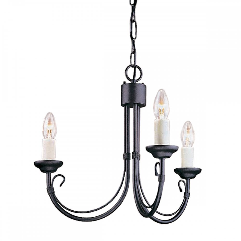 CH3 BLACK Chartwell Three Light Chandelier Black