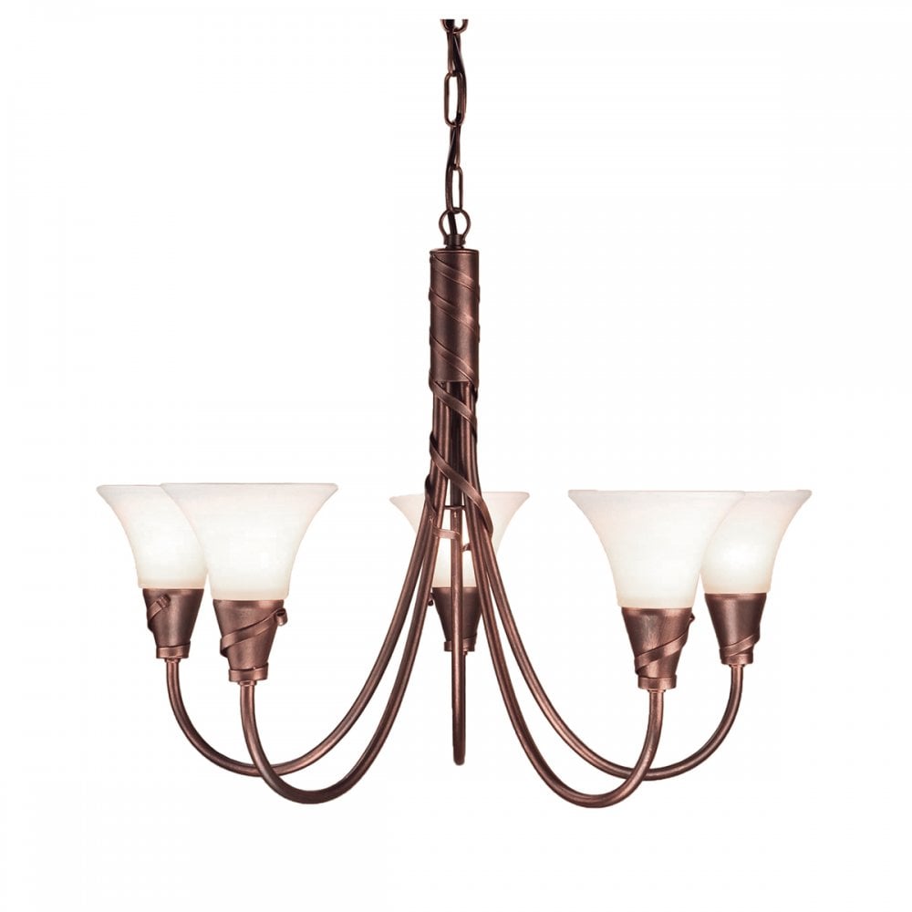 EM5 COPPER Emily Five Light Chandelier Copper Patina