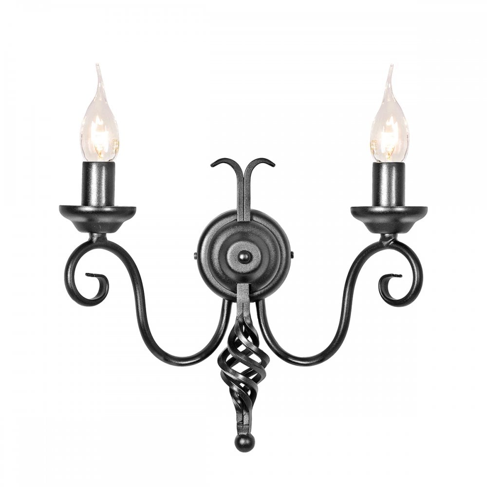 HR2A BLACK Harlech Two Light Wall Light Black