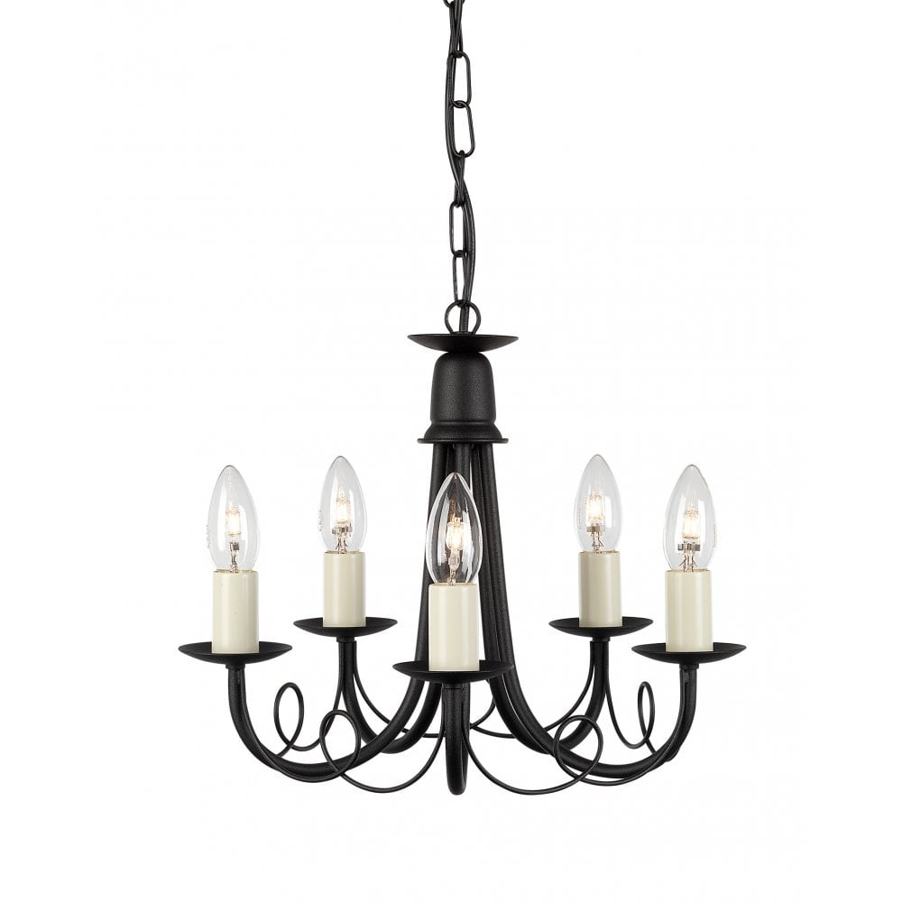 MN5 BLK/GOLD Minster Five Light Chandelier Black/gold