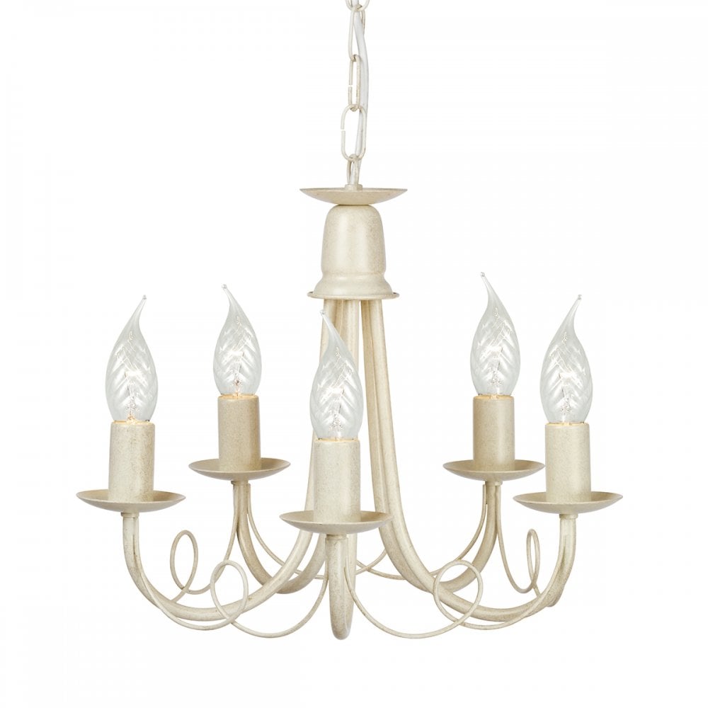 MN5 IV/GOLD Minster Five Light Chandelier Ivory/gold