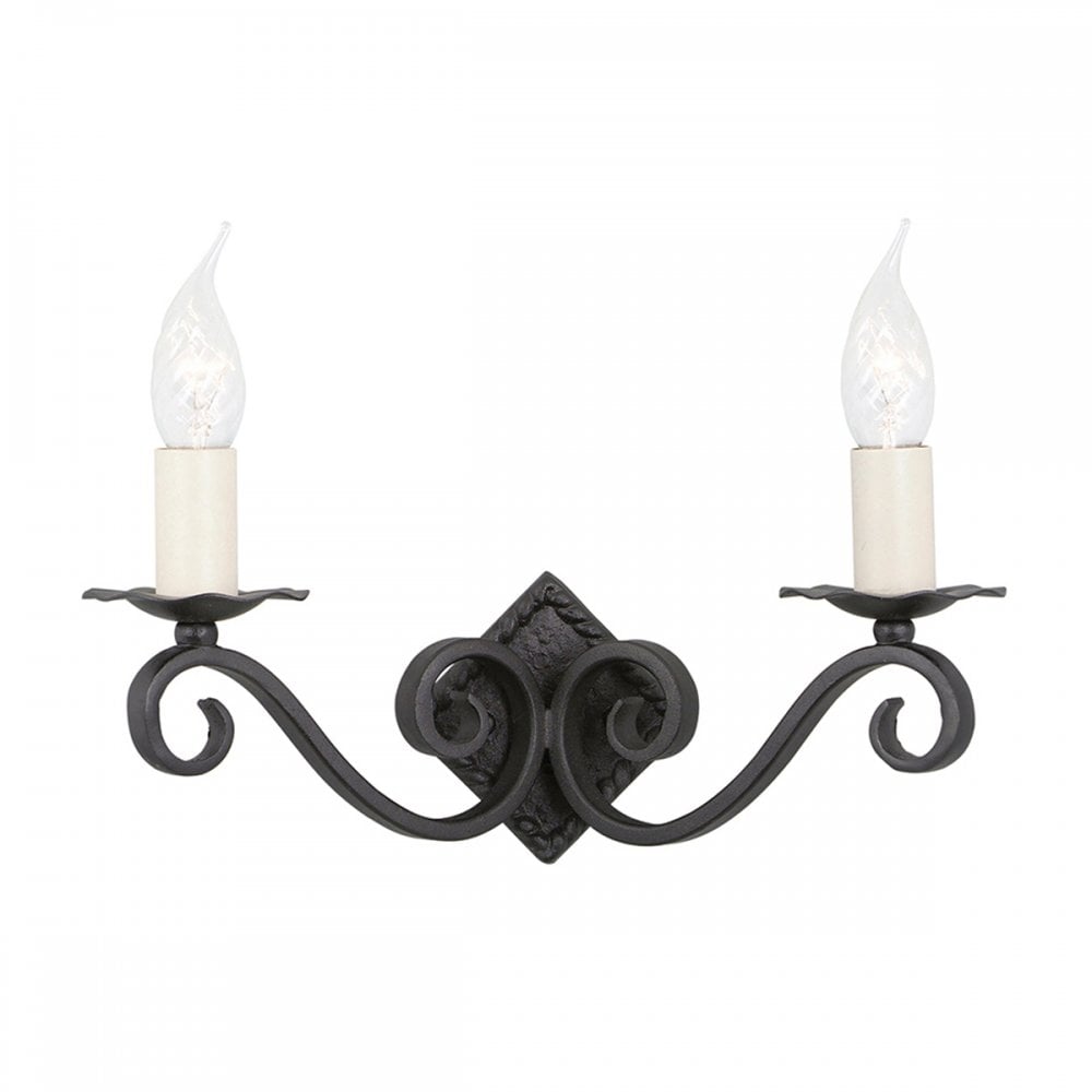 RY2A BLACK Rectory Two Light Wall Light Black