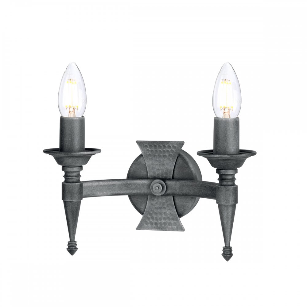 SAX2 BLK/SIL Saxon Two Light Wall Light Black/silver