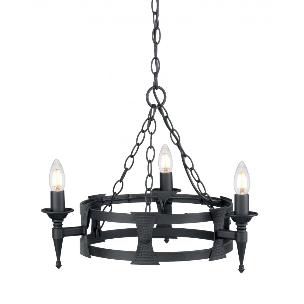 SAX3 BLK Saxon Three Light Chandelier Black