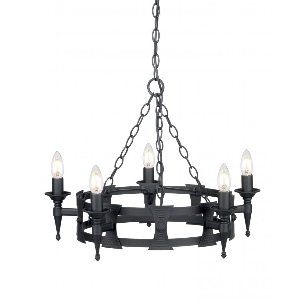 SAX5 BLK Saxon Five Light Chandelier Black