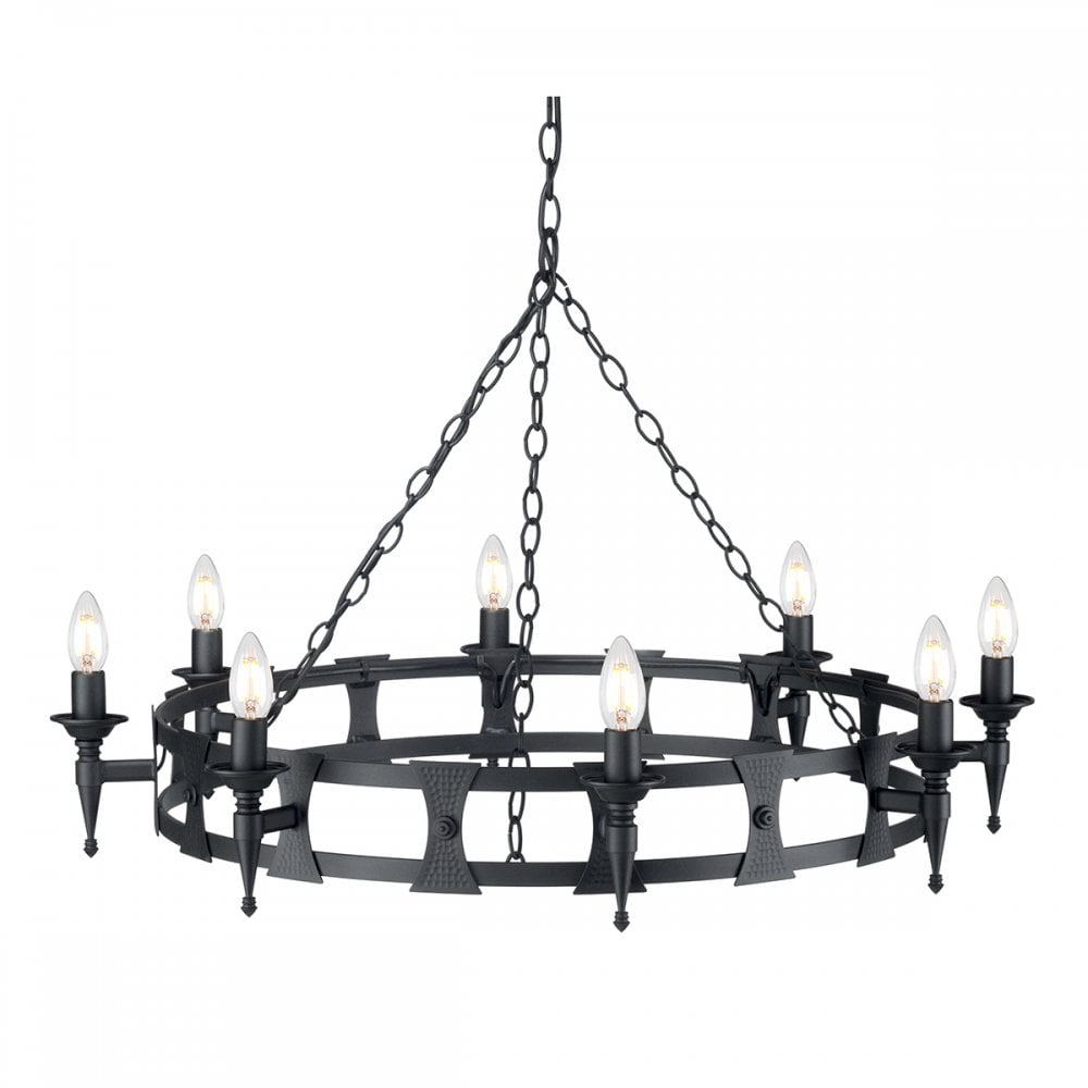 SAX8 BLK Saxon Eight Light Chandelier Black